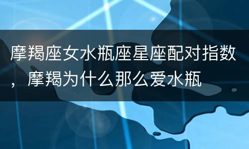摩羯座女水瓶座星座配对指数，摩羯为什么那么爱水瓶