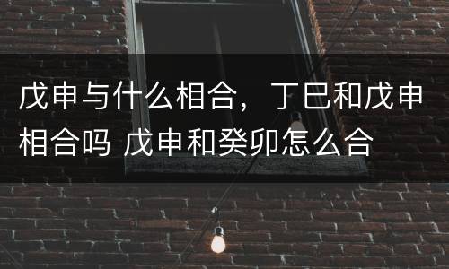 戊申与什么相合，丁巳和戊申相合吗 戊申和癸卯怎么合