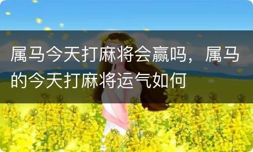 属马今天打麻将会赢吗，属马的今天打麻将运气如何