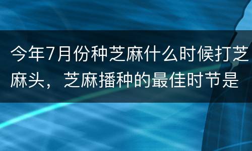 今年7月份种芝麻什么时候打芝麻头，芝麻播种的最佳时节是什么时候？