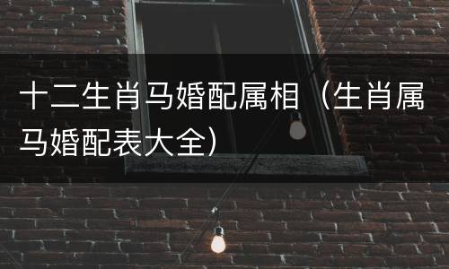 十二生肖马婚配属相（生肖属马婚配表大全）