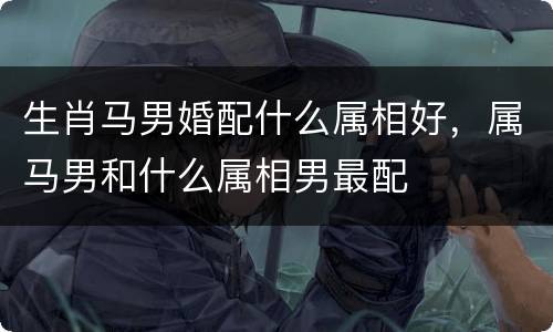 生肖马男婚配什么属相好，属马男和什么属相男最配