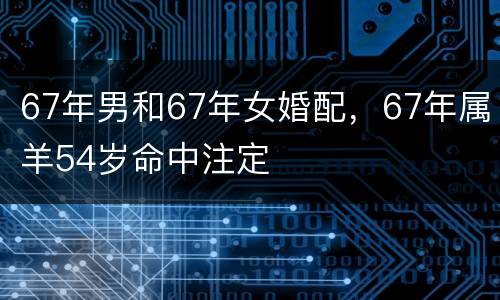 67年男和67年女婚配，67年属羊54岁命中注定