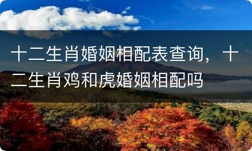 十二生肖婚姻相配表查询，十二生肖鸡和虎婚姻相配吗