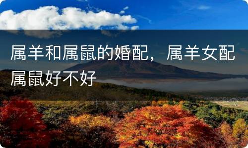 属羊和属鼠的婚配，属羊女配属鼠好不好
