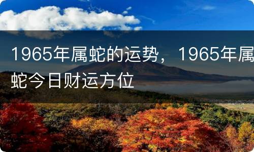 1965年属蛇的运势，1965年属蛇今日财运方位