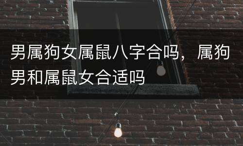 男属狗女属鼠八字合吗，属狗男和属鼠女合适吗