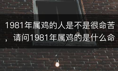 1981年属鸡的人是不是很命苦，请问1981年属鸡的是什么命