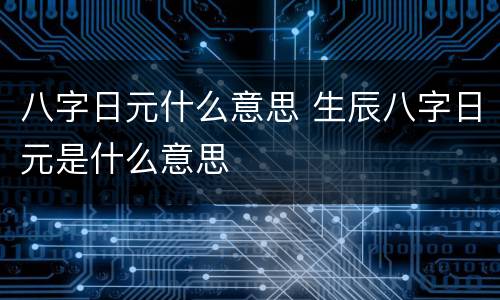八字日元什么意思 生辰八字日元是什么意思