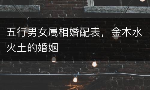 五行男女属相婚配表，金木水火土的婚姻