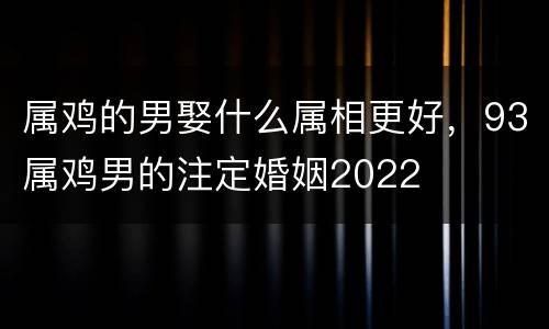 属鸡的男娶什么属相更好，93属鸡男的注定婚姻2022