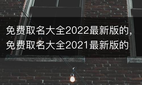 免费取名大全2022最新版的，免费取名大全2021最新版的