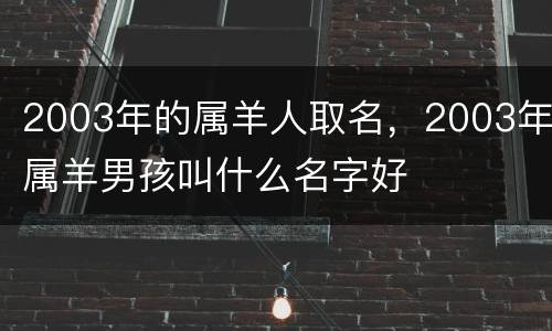 2003年的属羊人取名，2003年属羊男孩叫什么名字好