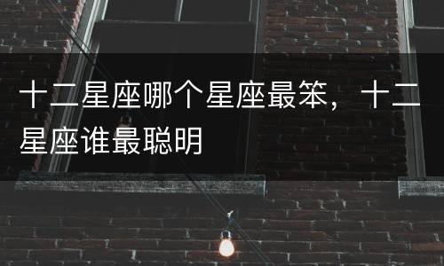 十二星座哪个星座最笨，十二星座谁最聪明