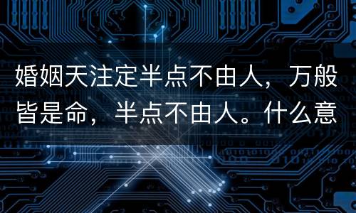 婚姻天注定半点不由人，万般皆是命，半点不由人。什么意思？