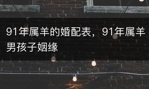 91年属羊的婚配表，91年属羊男孩子姻缘