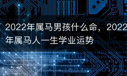 2022年属马男孩什么命，2022年属马人一生学业运势