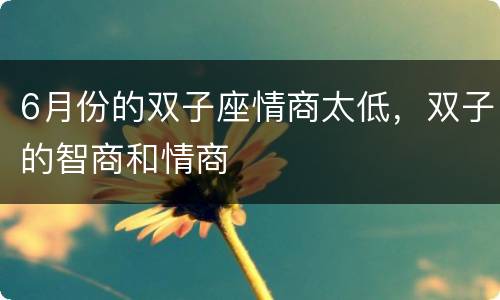 6月份的双子座情商太低，双子的智商和情商