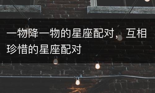 一物降一物的星座配对，互相珍惜的星座配对