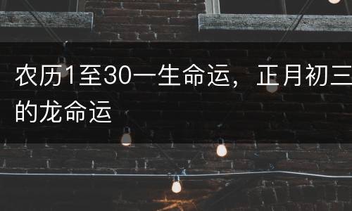 农历1至30一生命运，正月初三的龙命运
