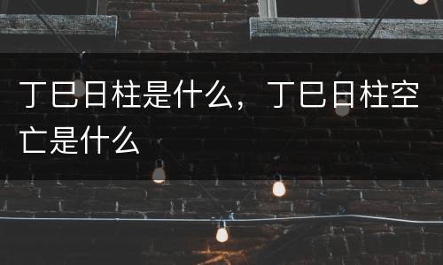 丁巳日柱是什么，丁巳日柱空亡是什么