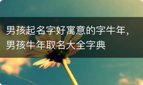 男孩起名字好寓意的字牛年，男孩牛年取名大全字典