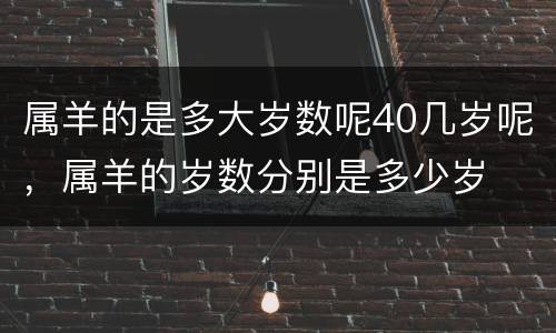 属羊的是多大岁数呢40几岁呢，属羊的岁数分别是多少岁