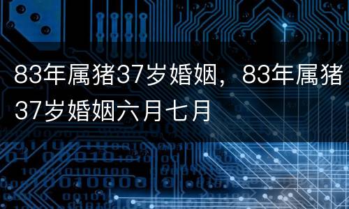 83年属猪37岁婚姻，83年属猪37岁婚姻六月七月