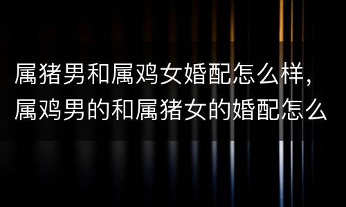 属猪男和属鸡女婚配怎么样，属鸡男的和属猪女的婚配怎么样