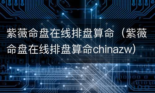 紫薇命盘在线排盘算命（紫薇命盘在线排盘算命chinazw）