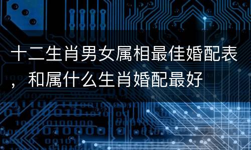 十二生肖男女属相最佳婚配表，和属什么生肖婚配最好