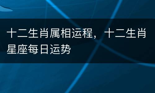 十二生肖属相运程，十二生肖星座每日运势