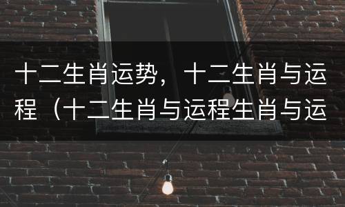 十二生肖运势，十二生肖与运程（十二生肖与运程生肖与运势）