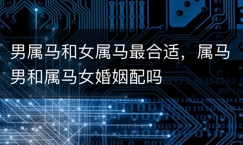 男属马和女属马最合适，属马男和属马女婚姻配吗