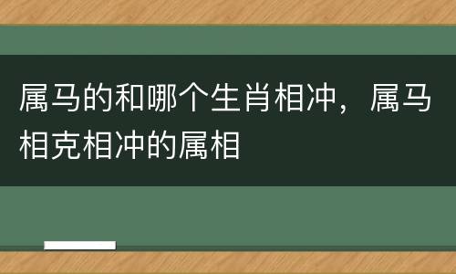 属马的和哪个生肖相冲，属马相克相冲的属相