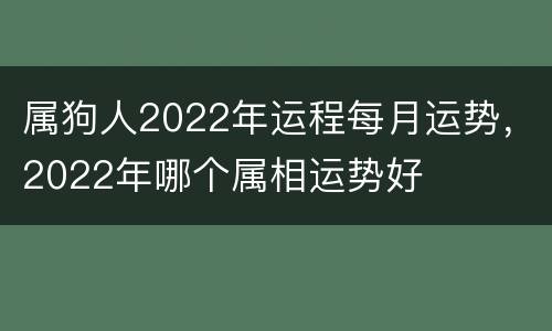 属狗人2022年运程每月运势，2022年哪个属相运势好