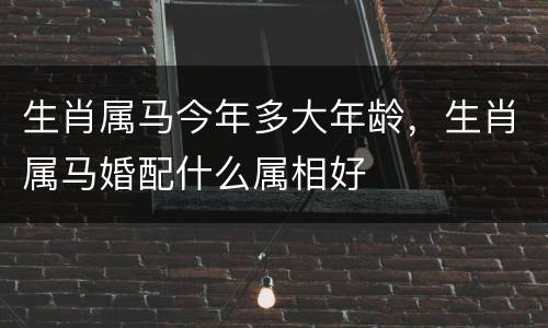 生肖属马今年多大年龄，生肖属马婚配什么属相好