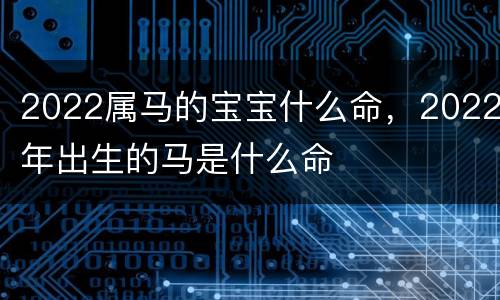 2022属马的宝宝什么命，2022年出生的马是什么命