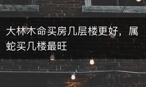 大林木命买房几层楼更好，属蛇买几楼最旺