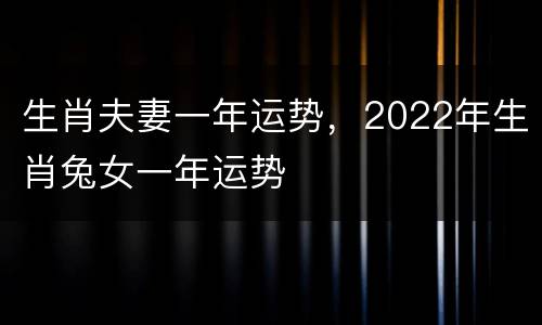 生肖夫妻一年运势，2022年生肖兔女一年运势