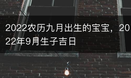 2022农历九月出生的宝宝，2022年9月生子吉日