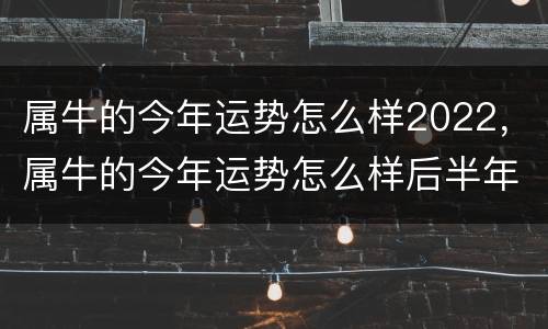 属牛的今年运势怎么样2022，属牛的今年运势怎么样后半年