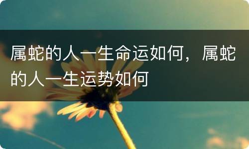 属蛇的人一生命运如何，属蛇的人一生运势如何