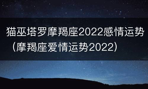 猫巫塔罗摩羯座2022感情运势（摩羯座爱情运势2022）