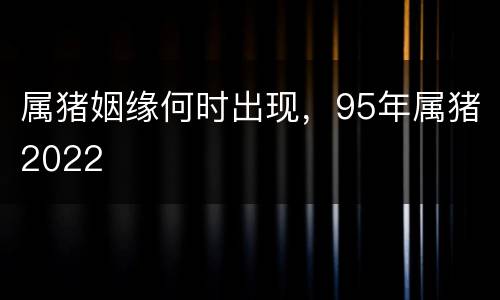 属猪姻缘何时出现，95年属猪2022