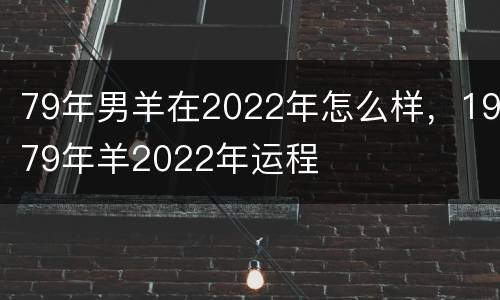 79年男羊在2022年怎么样，1979年羊2022年运程