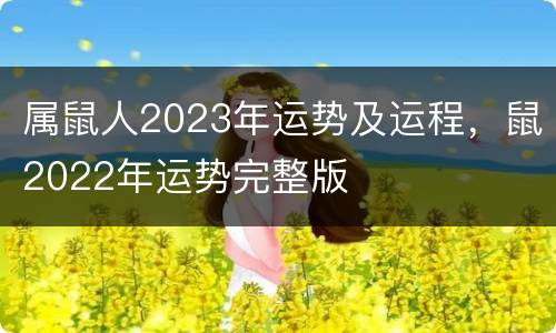 属鼠人2023年运势及运程，鼠2022年运势完整版