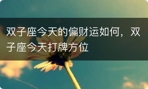 双子座今天的偏财运如何，双子座今天打牌方位