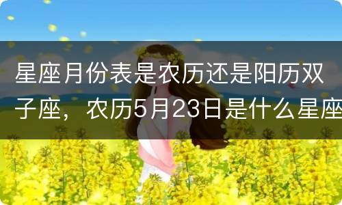 星座月份表是农历还是阳历双子座，农历5月23日是什么星座