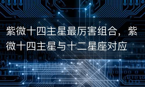 紫微十四主星最厉害组合，紫微十四主星与十二星座对应